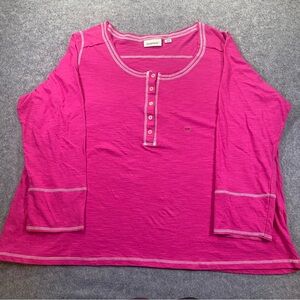 Women’s Avenue Fuchsia Long Sleeve Henley Top Size 22/24 New w/o Tags